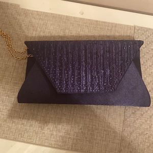 Navy blue evening bag.